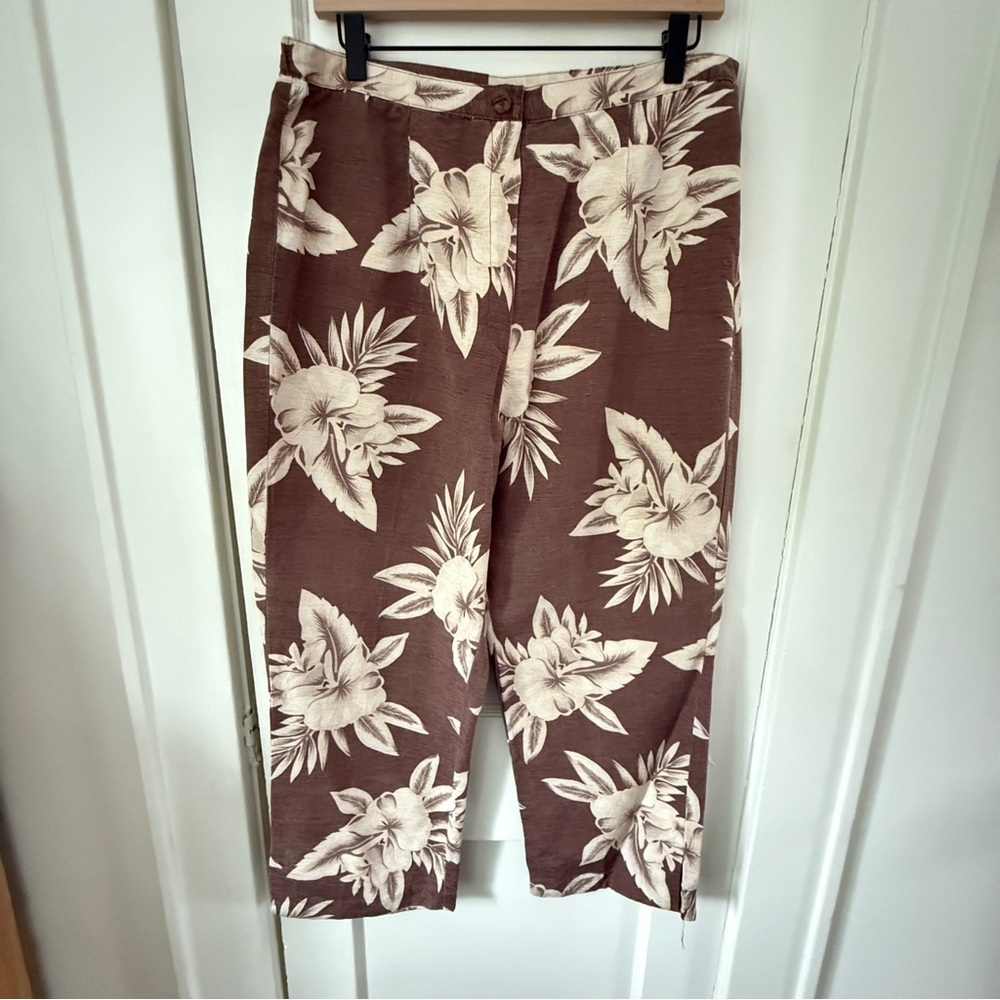 Vintage Sag Harbor 100% Silk Tropical Floral Pants - Size 16